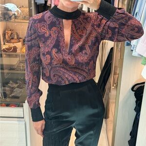 Veronica Beard Silk Paisley Print Blouse